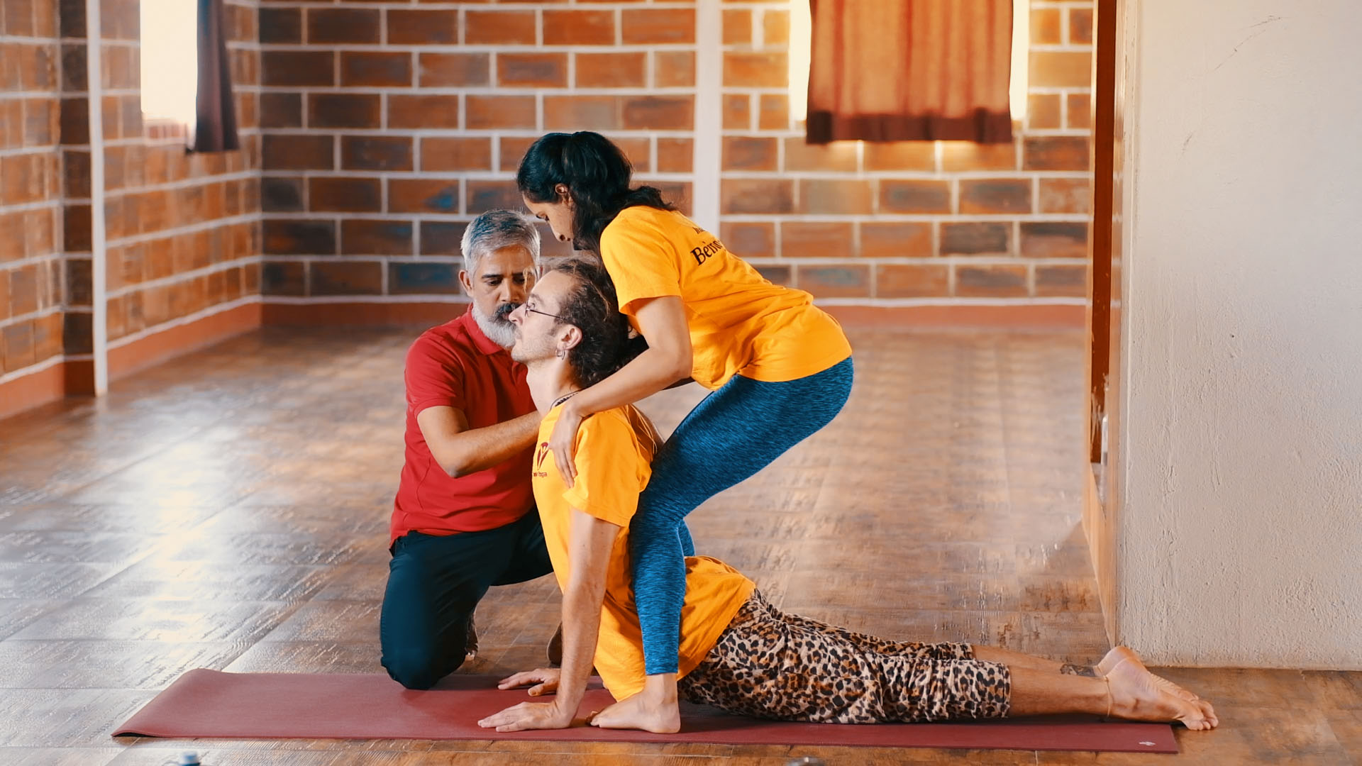 Student learning how to do hand on adjustment in teacher training institute in Mysore